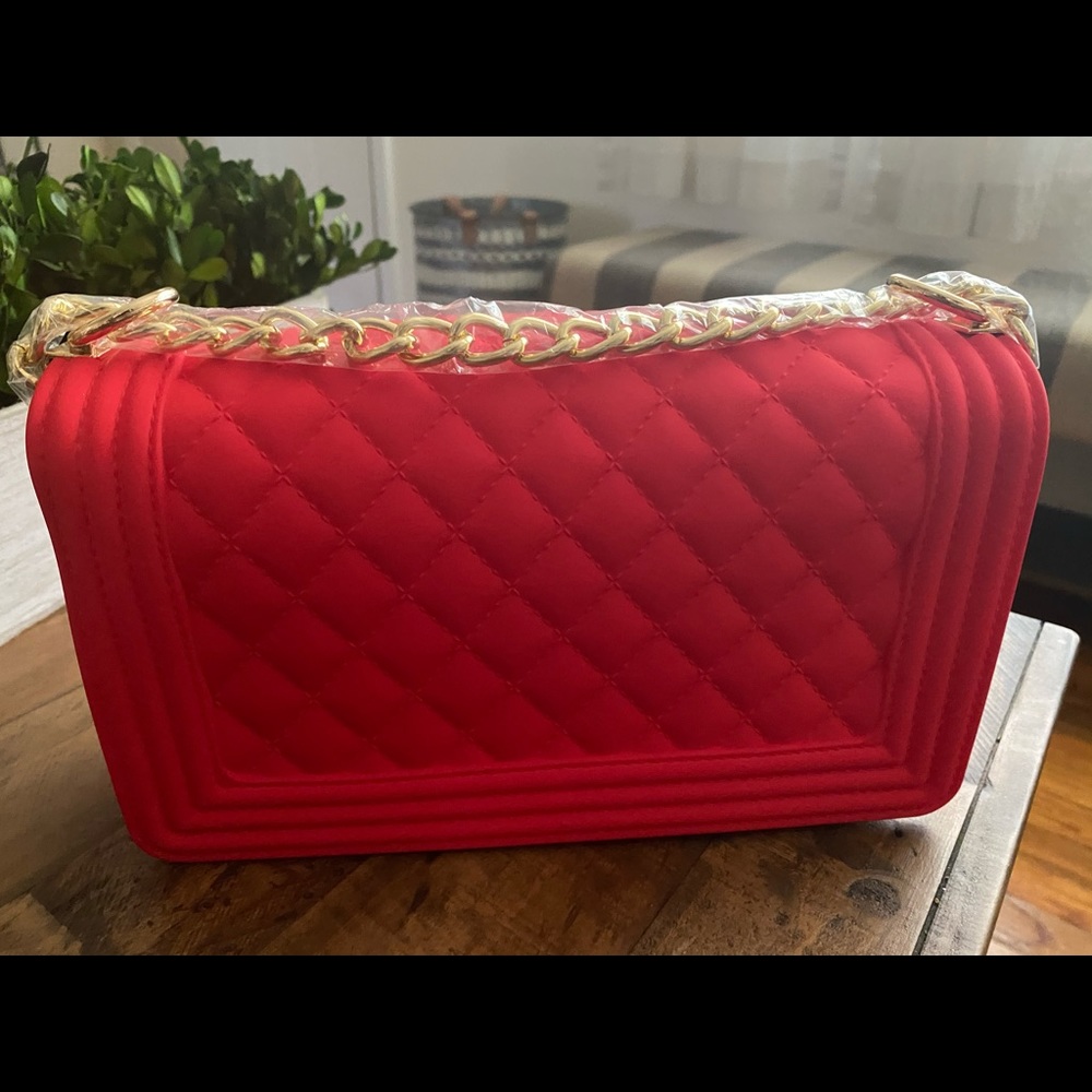 Red Jelly Bag  fashion purse Crossbody Chain